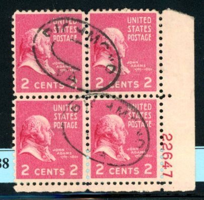 PKStamps - USA - 806 - Used - Plate Block - 30-188