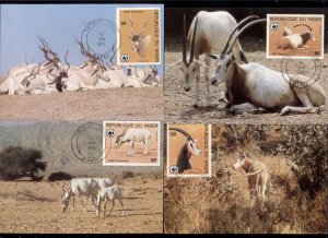 Niger 1985 WWF Addax 4xMaxicard