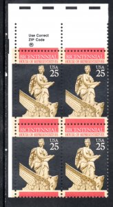 US Scott #2412 Use Correct Zip Code block of 4 UL, NH