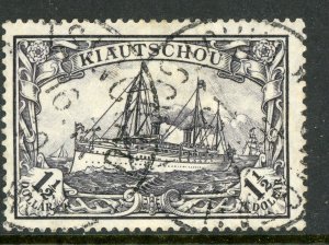 China 1905 Kiautschou Germany 1½ Dollar Yacht Wmk Michel 36 (Sc #41) VFU F93