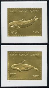 Batum 1994 Whales set of 2 s/sheets in gold unmounted mint