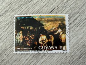 Guyana #1991b Used , Christmas $2,  2024 SCV $3.50