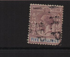 Bahamas 1924 SG124 Five Shillings script watermark - used