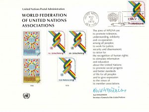 United Nations 1976 FDC Sc 272 Souvenir Card World Federation UN Assoc