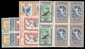 Greece #C8-14 Cat$534.10, 1933 Airpost, complete set in blocks of four, each ...