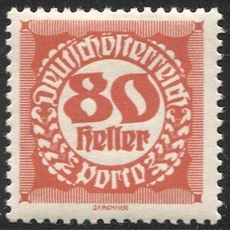 AUSTRIA 1920 80h F-VF Sc J83 MNH Postage Due