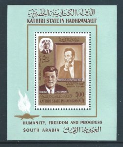 South Arabia - Kathiri State #Michel Block 14 NH Abraham Lincoln/J.F. Kennedy SS