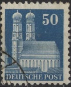 Germany 653 (used) 50pf Frauenkirche, bluish green (1948)