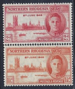 Northern Rhodesia, Scott #46-47; Peace Issue, MH