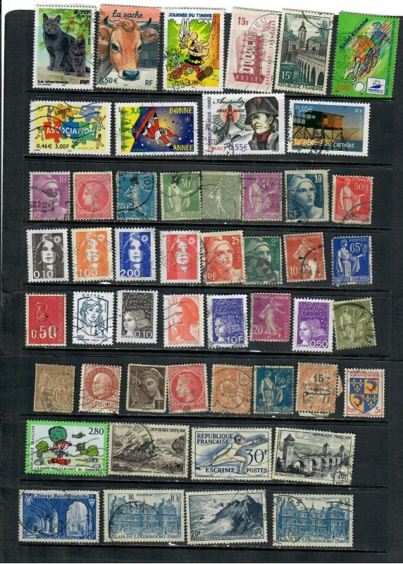 FRANCE MIX x50, ALL DIFFERENT,USED, LOT T (NOTE REDUCED POSTAGE FEES) 