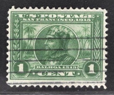 US Stamp #397 1c Green Balboa USED SCV $2.00