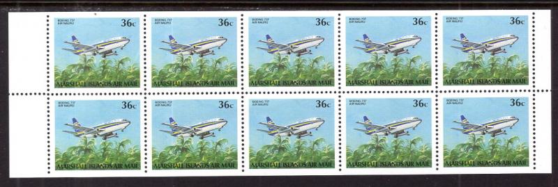 Marshall Islands C23a Airplane Booklet Pane MNH VF