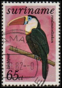 Suriname C66 - Used - 65c White-throated Toucan (1977) (cv $0.80)