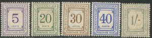 KUT Sc#J7, J9-J12 Perf. 13.5 x14 1935 Postage Due Part Set OG Mint Hinged & NH