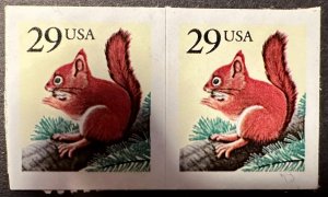 US # 2489 Red Squirrel pair 29c 1993 Mint NH