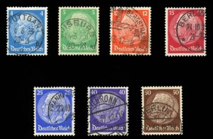 Germany #391-397 (Mi. 467-473) Cat€32, 1932 Hindenburg, complete set, used