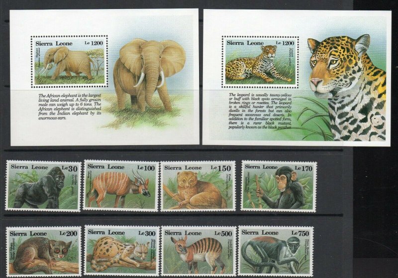 Sierra Leone 1993 Wildlife Species of Sierra Leone  Sc # 1647-1656