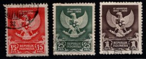 Republic of Indonesia Scott 359-361 Used  Coat of Arms stamp set