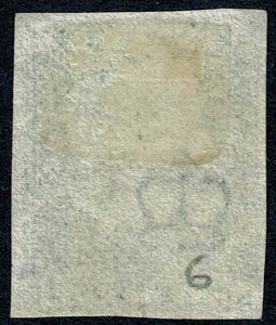 GB 1d grey black NE Plate 6. 4 margins. Cancelled by red Maltese Cross.