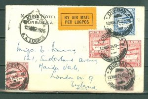 SOUTH AFRICA 1926 DURBAN-LONDON #C1(3)-C2 & #5 ...HOTEL AIR COVER