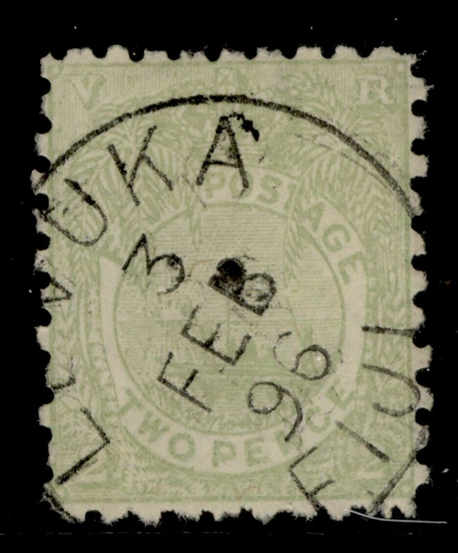 FIJI QV SG78, 2d pale green, FINE USED. Cat £23. CDS. PERF 10