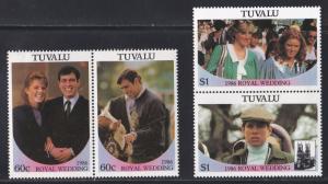 Tuvalu # 381-382, Prince Andrew, Sarah Ferguson Wedding, NH, 1/3 Cat.