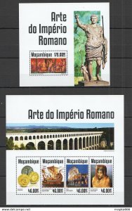 2014 Mozambique Art Paintings Rome Empire Silver Kb+Bl ** St2371