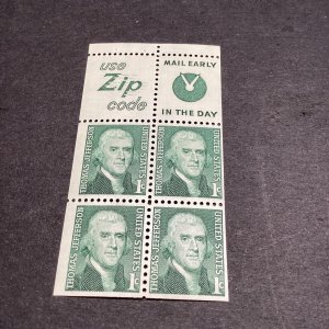 Scott#1278b Jefferson Booklet Pane Of 4 Stamps-1971  MNH-US