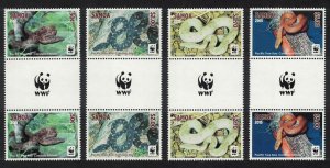 Samoa WWF Pacific Tree Boa Snake 4v White Frame Gutter Pairs Logo 2015 MNH