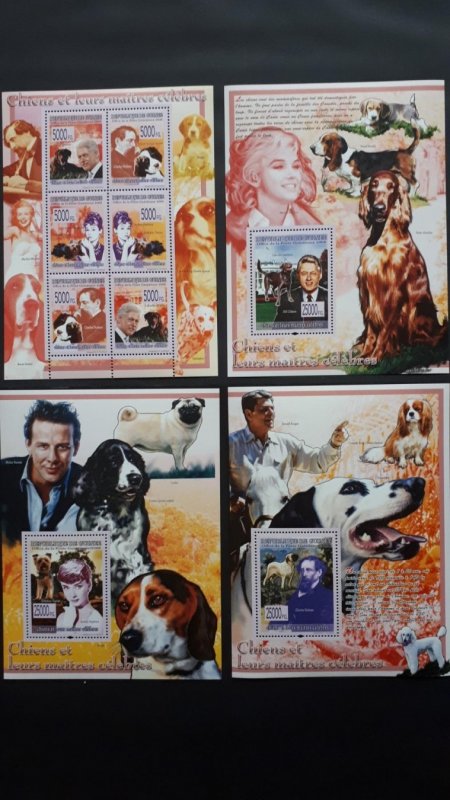 Dogs of famous people - Guinea 2008. - Complete SS+ 3x Bl ** MNH