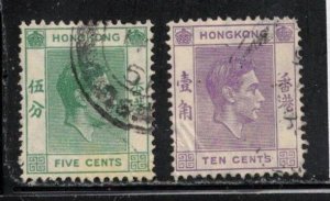 HONG KONG  Scott # 157-8 Used - KGVI