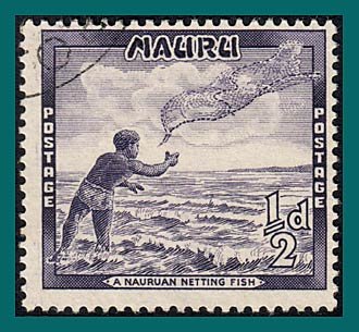 Nauru 1954 Fisherman, 0.5d used #39,SG48