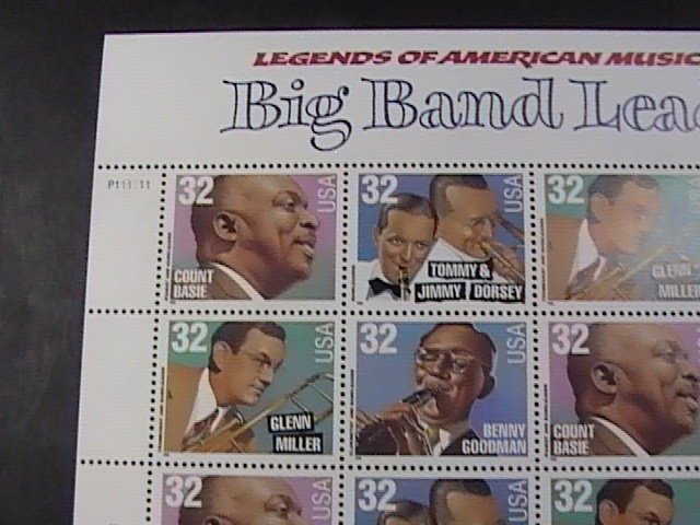 U.S.# 3096-3099(3099a)-MNH-PANE OF 20-LEGENDS  OF MUSIC-BIG BAND LEADERS-1996