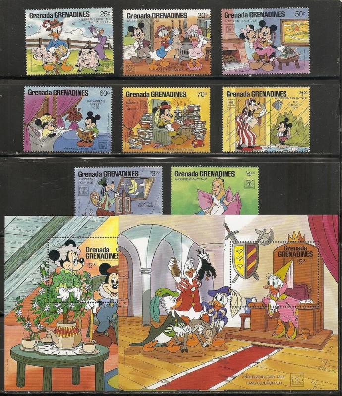 Grenada Grenadines 919-28 1987 Disney HAFNIA set and s.s....