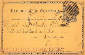 ad6210 - COLOMBIA - Postal History - STATIONERY CARD  to ITALY 1890's