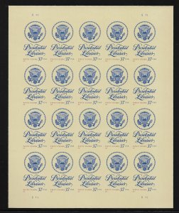 MALACK 3930 37c Presidential Seal Sheet, VF mint nev..MORE.. stock3930