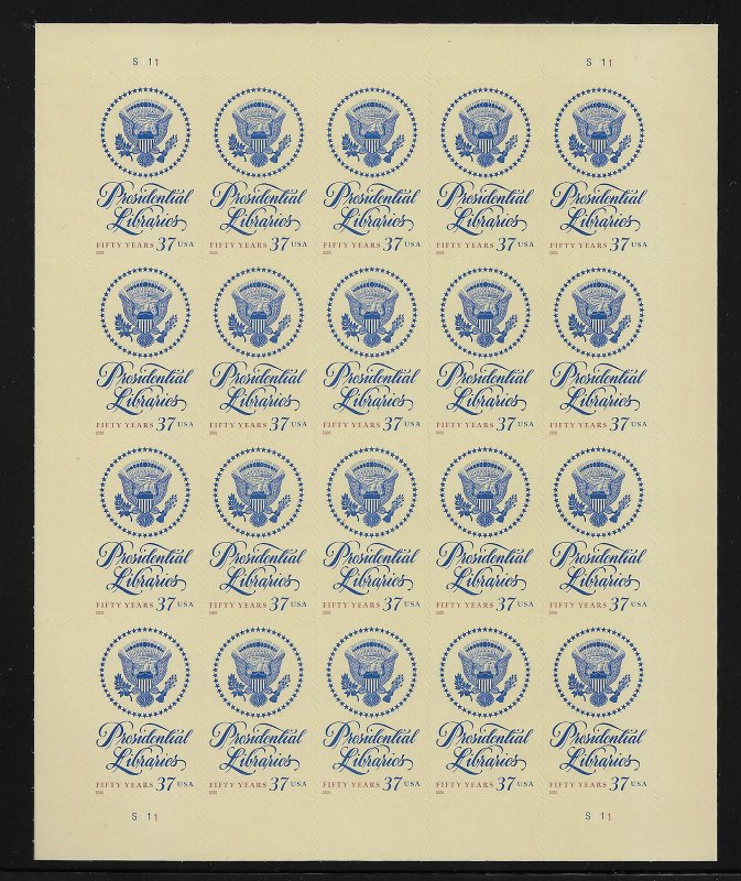 MALACK 3930 37c Presidential Seal Sheet, VF mint nev..MORE.. stock3930