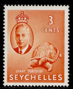 SEYCHELLES QEII SG159, 3c orange, LH MINT.