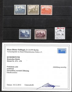 Germany, Empire 1932, Castles 5v, with Kurzbefund Schlegel, MNH