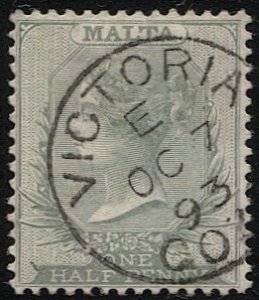 MALTA 1885  1/2d  QV Used, Sc 8,  VF, VICTORIA / E / GOZO postmark/ cancel