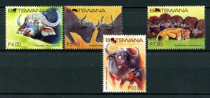 Botswana 2015 MNH African Buffalo 4v Set Buffalos Lions Wild Animals Stamps 