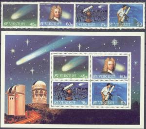 ST.VINCENT  918-21a MNH 1986 HALLEY'S COMET w SHEET