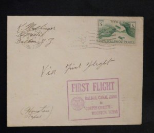 1946 Balboa First Flight Cover FFC Balboa to Corpus Christi Houston TX USA