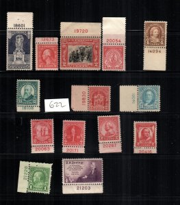 US   14 mint different plate number singles