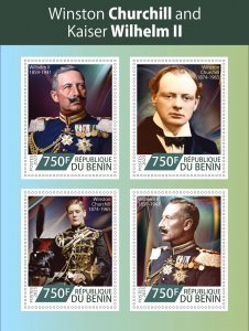 Stamps. Winston Churchill , Wihelm II Benin 2023 year 1+1 sheets NEW