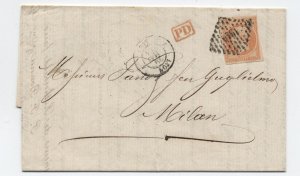 1861 France folded letter to Italy 40c Empire issue #18 [y10472]