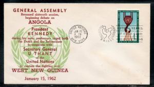 UN Angola Kennedy U Thant West New Guinea  Cachet 1962 D241