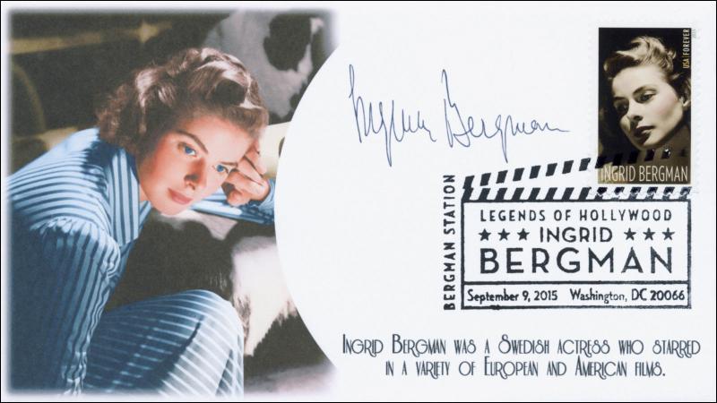 2015, Ingrid Bergman, Washington DC, Pictorial Postmark, 15-212 