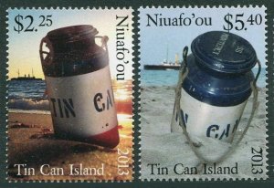 Tonga-Niuafo'ou 294-295,MNH. Tin Can Island Mail Cans 2013.Ship & can.