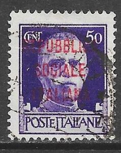 Italian Social Republic 3: 50c Victor Emmanuel III, used, F-VF